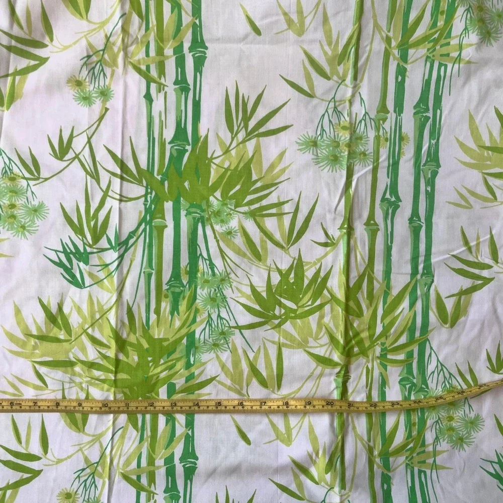 Vintage Twin Size fitted sheet, 2 pillowcases, Pacific‎ green bamboo print